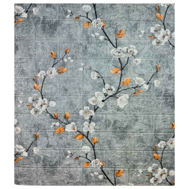 Самоклеюча 3Д панель для стін Сіра цегла Магнолія біла 700x770x3мм, фото 1