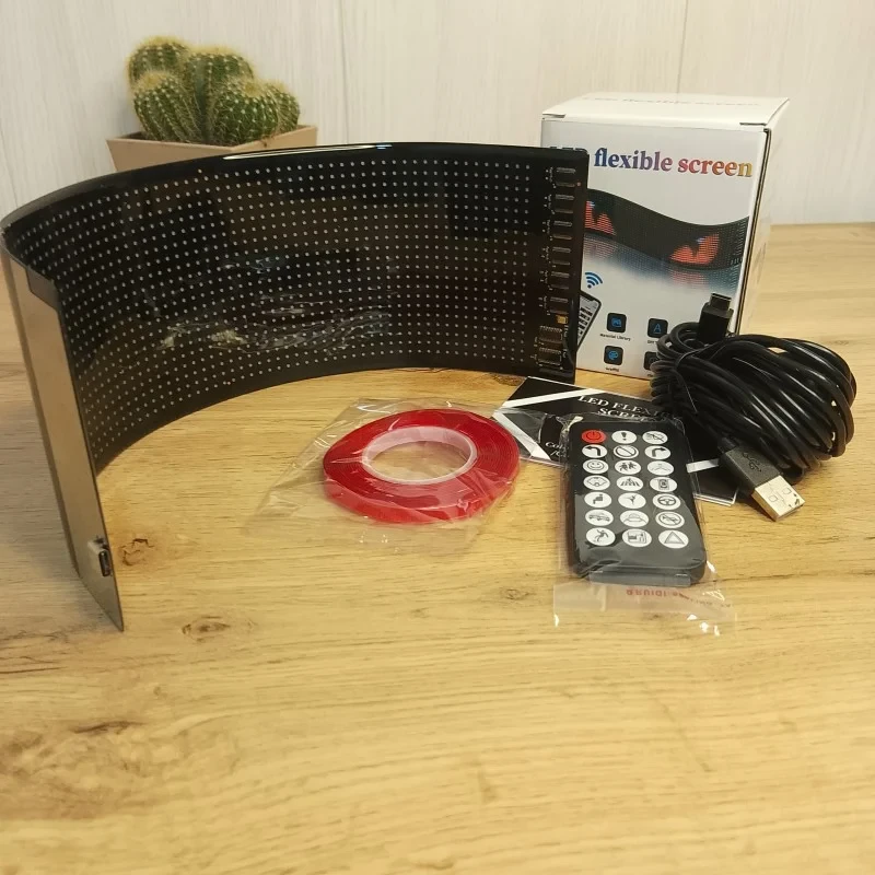 Світлодіодна матрична панель LED EYES 20×64 для авто 102×348 мм RGB з Bluetooth управлінням, фото 1