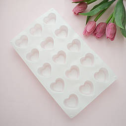 Форма силіконова "Серця з контуром" 15 шт