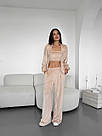Велюровий жіночий костюм спортивний БЕЖЕВИЙ 3в1 ШТАНЫ+ТОП+КОФТА на молнії 002, фото 9