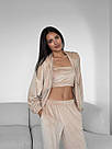 Велюровий жіночий костюм спортивний БЕЖЕВИЙ 3в1 ШТАНЫ+ТОП+КОФТА на молнії 002, фото 2