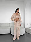 Велюровий жіночий костюм спортивний БЕЖЕВИЙ 3в1 ШТАНЫ+ТОП+КОФТА на молнії 002, фото 3
