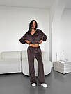 Велюровий жіночий костюм спортивний ШОКОЛАД 3в1 ШТАНЫ+ТОП+КОФТА на молнії 002, фото 3