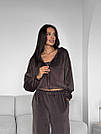 Велюровий жіночий костюм спортивний ШОКОЛАД 3в1 ШТАНЫ+ТОП+КОФТА на молнії 002, фото 8