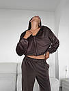 Велюровий жіночий костюм спортивний ШОКОЛАД 3в1 ШТАНЫ+ТОП+КОФТА на молнії 002, фото 10