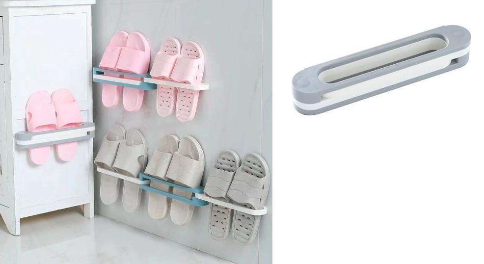 Вішалка для взуття настінна сіро-біла, складна, без свердління