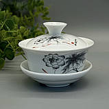 Керамічний розписний чайний набір на 12 предметів "Цвітіння лотоса", фото 4