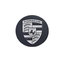 Заглушки ковпачки литих дисків Porsche чорні 65мм з чоно-білим логотипом