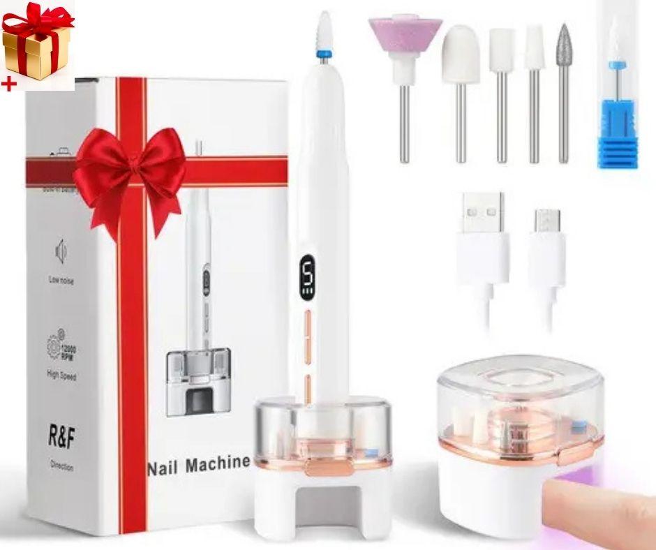 Прилад для манікюру та педикюру в домашніх умовах з УФ лампою й насадками фрейзер для дому лампа для манікюру, фото 1