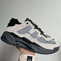 Сірі шкіряні чоловічі кросівки Adidas Niteball - демісезонні адідас