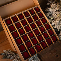 Набір новорічних куль "Оксамитовий дует" 36 шт.Подарунковий набір ялинкових кульок Кульки на ялинку Колір Бордовий