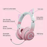 Бездротові навушники FINGERTIME CAT BT029C з мікрофоном і підсвіткою Рожеві, фото 4