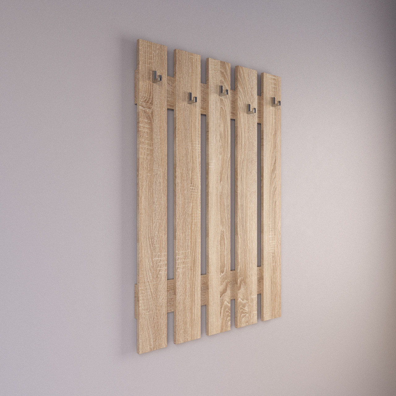 Вішалка настінна в передпокій колір дуб сонома h110*76*6 см, фото 1