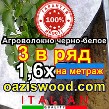Агроволокно p-50g отвору 3 в ряд 1.6 на метраж  чорно-біле Agreen італійське якість з перфорацією