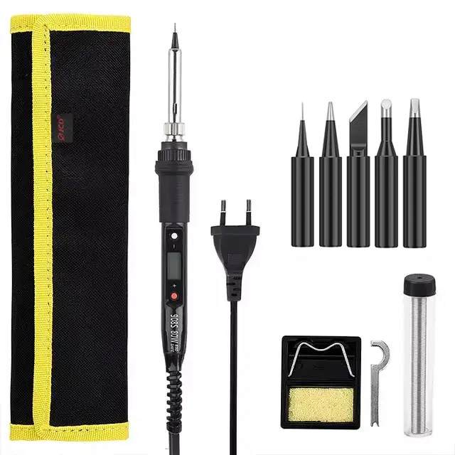 Паяльник з регулюванням температури та змінними жалами JCD 908S 80W + набір (пенал) + змінні жала, фото 1