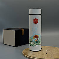 Термос з цифровим дисплеєм та матовим покриттям Ніжно-рожевий "Яскравий короп"