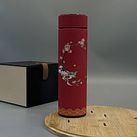 Термос із цифровим дисплеєм і матовим покриттям Червоний "Сакура"