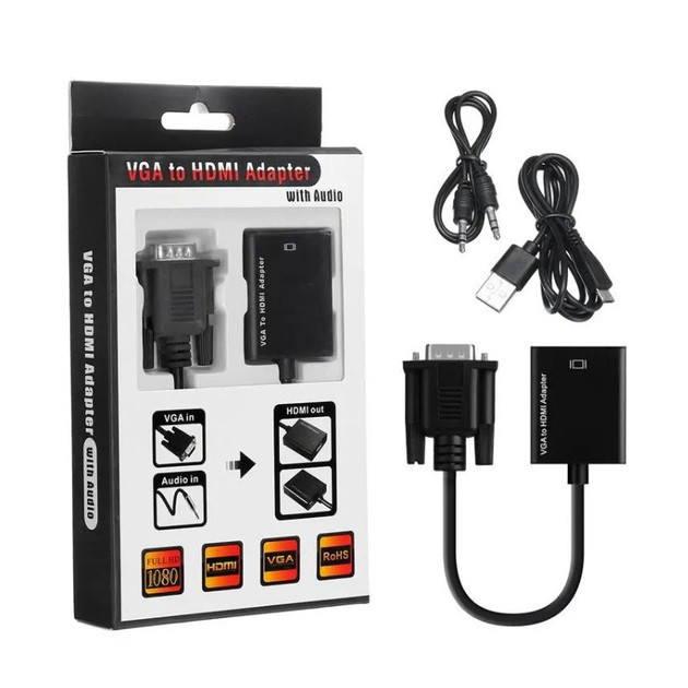 Конвертер VGA на HDMI 1080P аналоговий перетворювач в цифровий адаптер перехідник аудіо