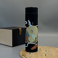 Термос з цифровим дисплеєм та матовим покриттям Чорний "Журавель"