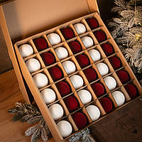 Набір новорічних куль "Оксамитовий мікс" 36 шт.Подарунковий набір ялинкових кульок Кульки на ялинку Колір Бордовий