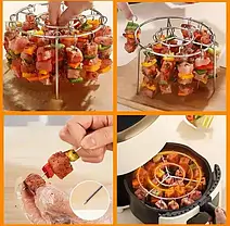 Підставка кругла для аерогрилю з 24 шампурами - зручна універсальна підставка для духовки та аерогрилю, фото 2