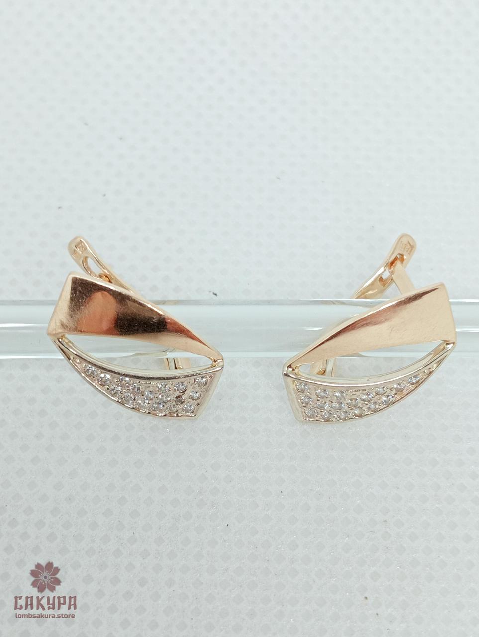 Золоті Сережки зі вставкою цирконій, фото 1