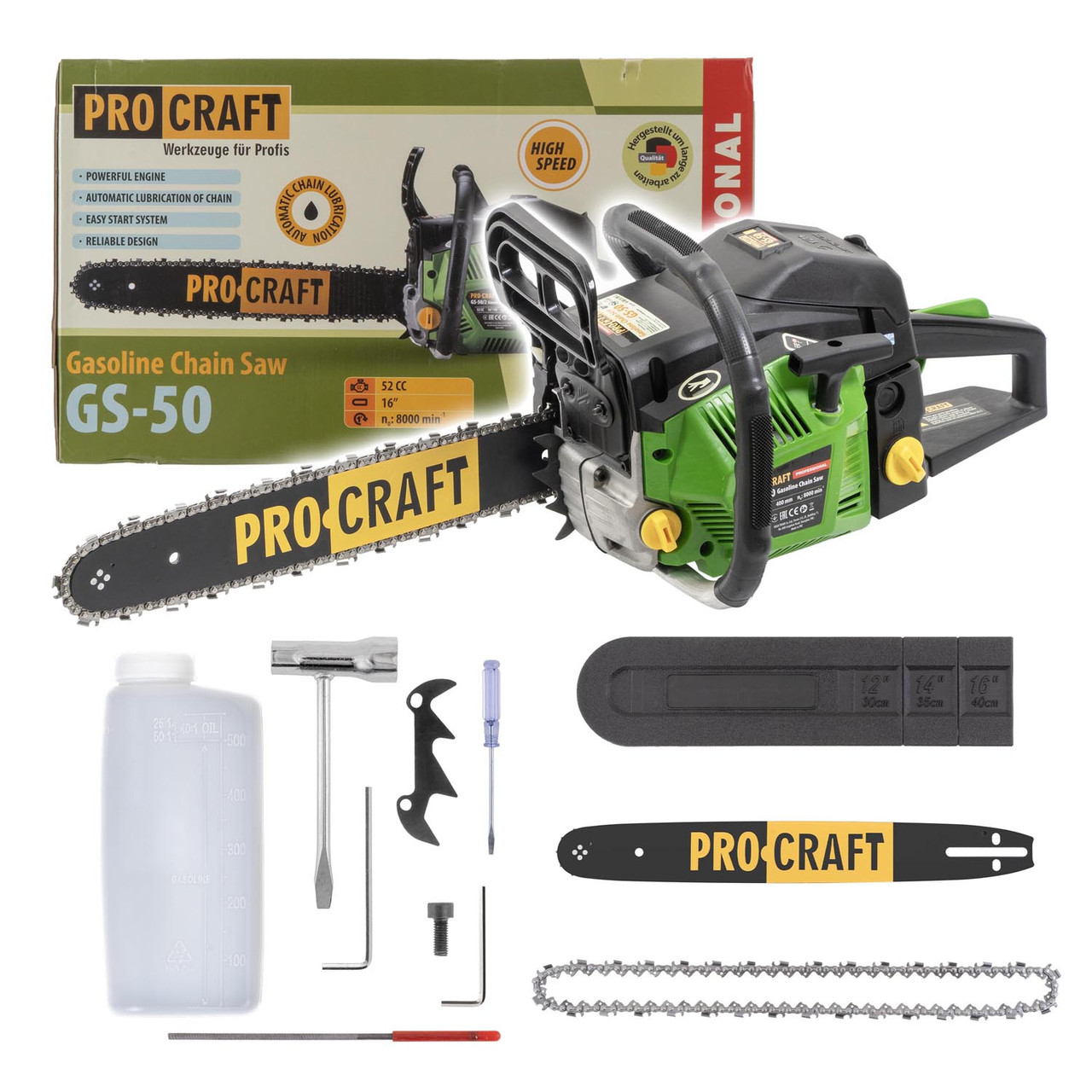 Бензопила шина 40 см Procraft GS50 ланцюгова пила, фото 1