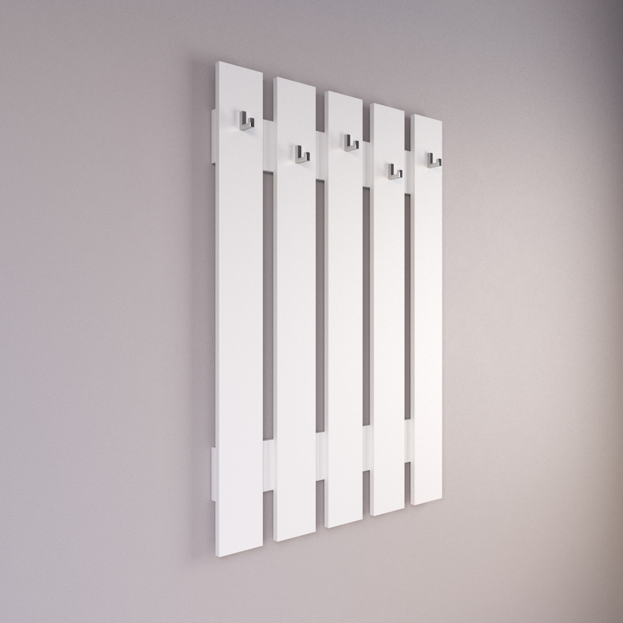 Вішалка настінна в передпокій колір білий h110*76*6 см, фото 1