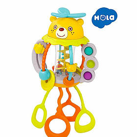 Сенсорна іграшка HOLA Жвавий м’яч HA7916 — бізібол-ведмедик із прорізувачем, кнопками та брязкальцем, 6м+