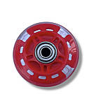 Колесо для самоката/роликів 69 мм червоне (1 шт), підшипники ABES-7 зі світлом, фото 3