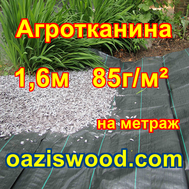 Агротканина на метраж 1,6 м 85г/м. AGREEN плетена, чорна, щільна. Мульчування грунту на 7-10 років