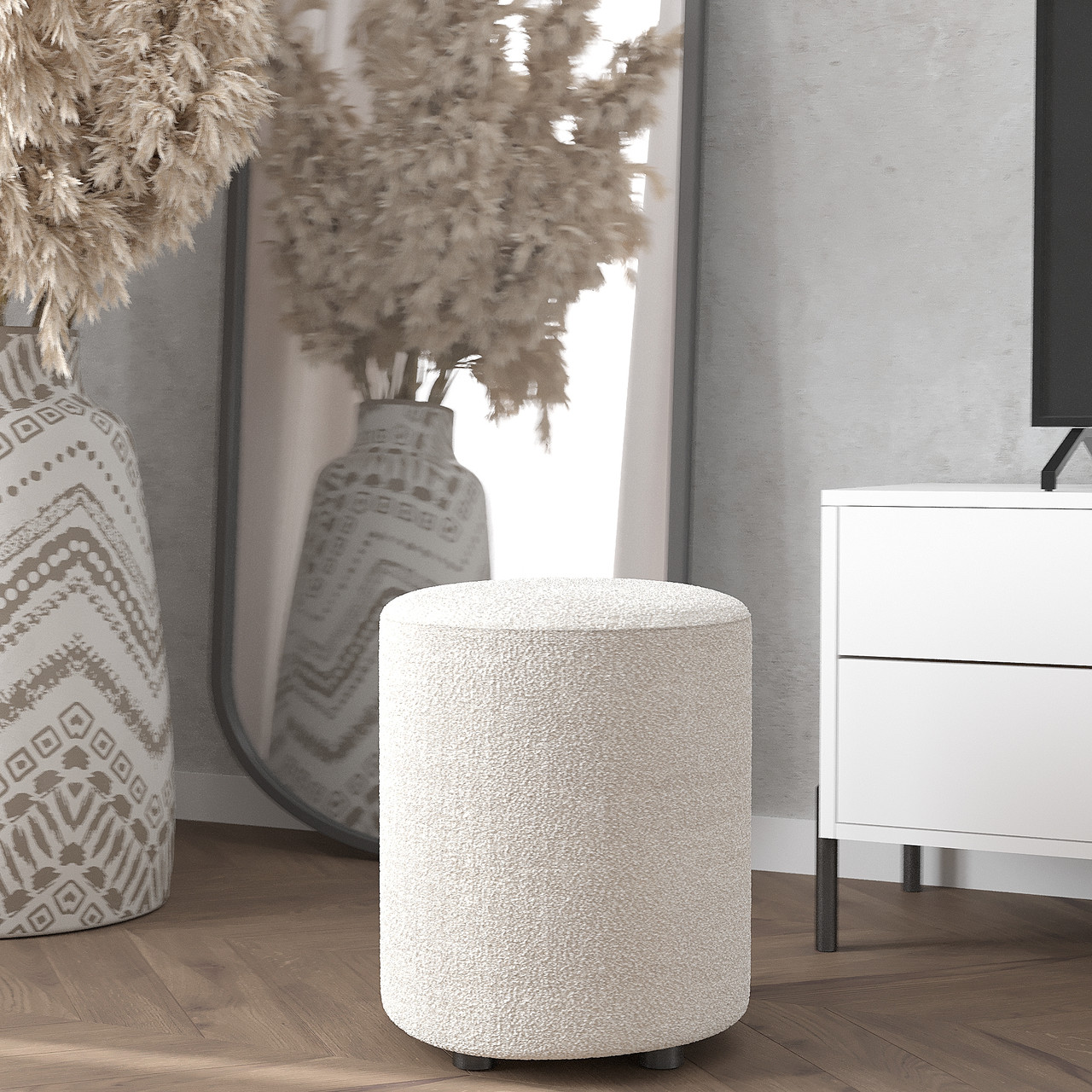 Пуф на маленьких ніжках 420х350мм Кремовий, фото 1