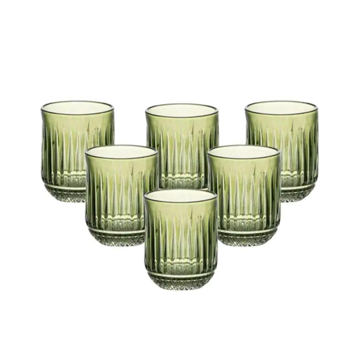 Набір склянок 6 штук по 250 мл скляні зелений HP4147, фото 1