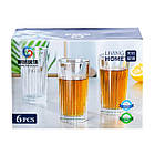 Набір склянок скляних із 6 штук по 360 мл прозорий HP4165, фото 4