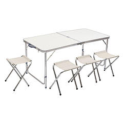Стіл і 4 стільці для пікніка набір туристичних алюмінієвих складних алюмінієвих меблів для кемпінгу 8812-4