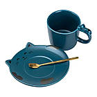 Чашка з блюдцем та ложкою порцелянова 250 мл Кошеня Синя HP7202BL, фото 2