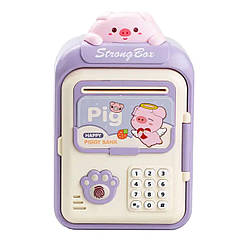 Сейф-скарбничка дитяча з купюроприймачем та кодовим замком Pig Фіолетовий HP12265V