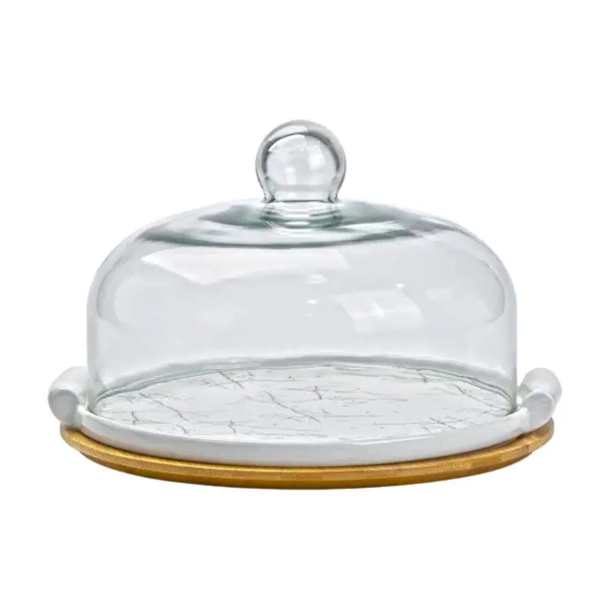 Тортівниця порцелянова зі скляною кришкою 29 см HP1204, фото 1