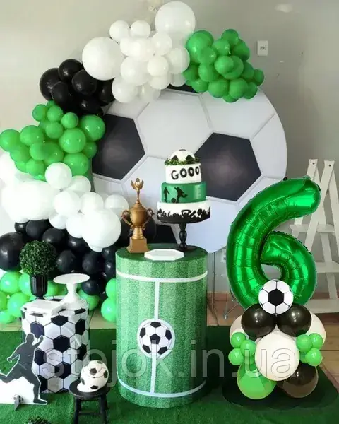 Набір куль для арочки "Футбол" з цифрою-стійкою, фото 1