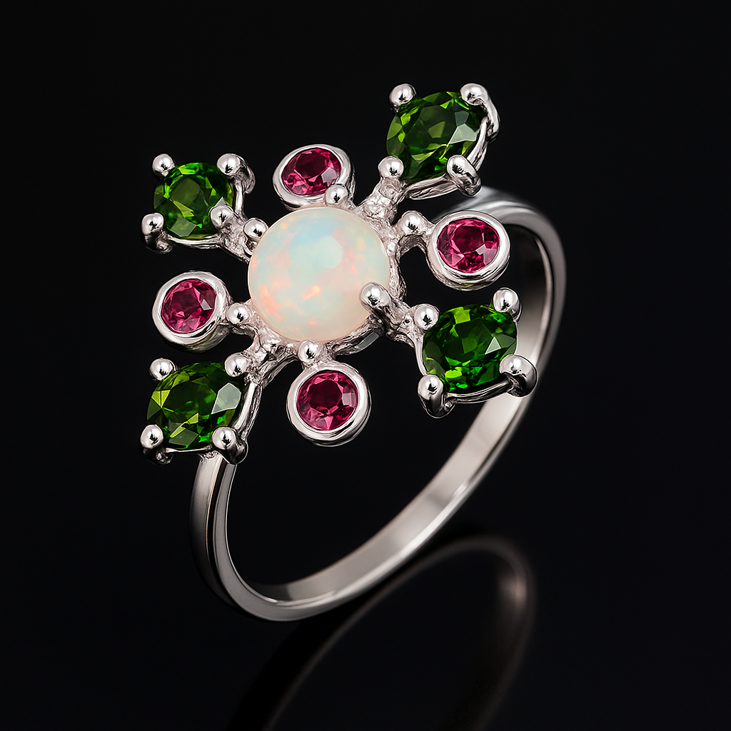 Опал райдужний срібна каблучка, 0541ЛО, фото 1