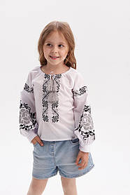 Дитяча вишиванка для дівчинки із сірою вишивкою