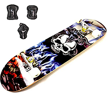 Скейтборд "Skull" із захистом у комплекті. Навантаження до 85 кг