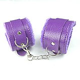Фіолетові наручники для рольових ігор у стилі БДСМ, Фіксатори для рук, Садо мазо аксесуар, Інтимні іграшки, фото 7