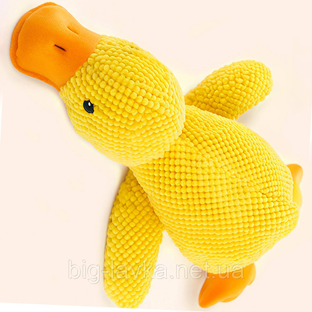 Плюшева іграшка-качечка для собак зі звуком 45х38 см Жовтий, фото 1