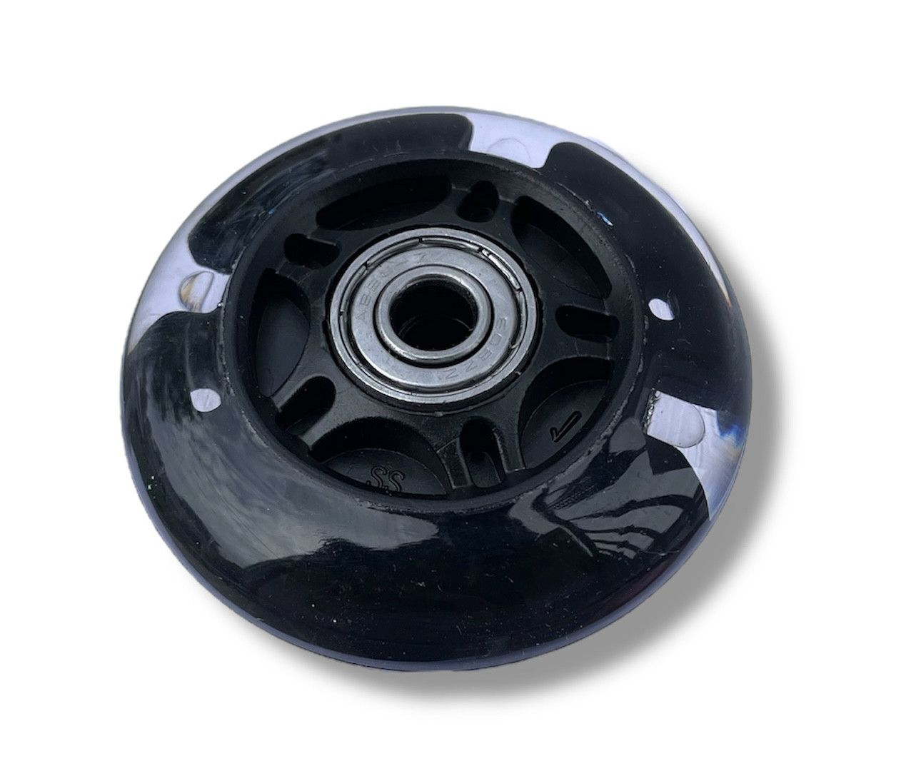 Колесо для самоката/роликів 69 мм чорне (1 шт), підшипники ABES-7 зі світлом, фото 1