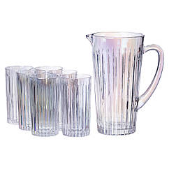 Глечик 1.2 л зі склянками 6 штук по 320 (мл) графин для компоту соку води лимонаду глечик для напоїв Lugi