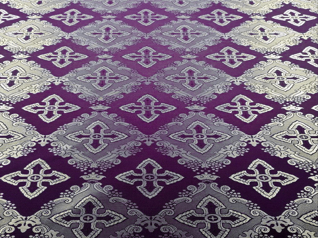 Шовкова церковна тканини Агапа фіолетова з сріблом, фото 1