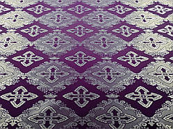 Шовкова церковна тканини Агапа фіолетова з сріблом