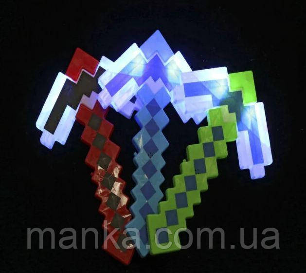 Сокира кірка з гри C 74047 3 види, довжина 34 см, підсвічування, звукові ефекти - удари, в пакеті, фото 1