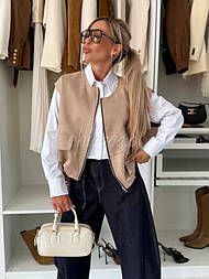 Жіноча оверсайз жилетка безрукавка на блискавці (р. 42-52) 214218